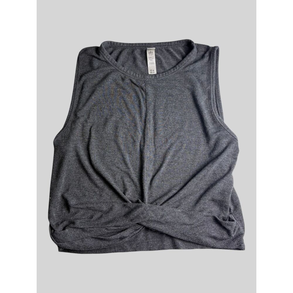 Alo Yoga Women's Twist Front Crop Tank Top Size Small Gray